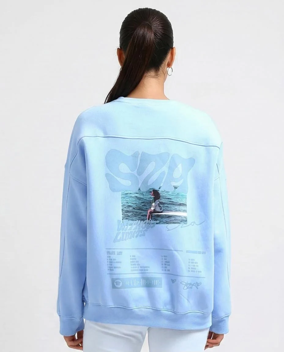 Ravin x SZA "Without Limits" Oversized Crewneck Sweatshirt – Light Blue - O199197 - Image 2