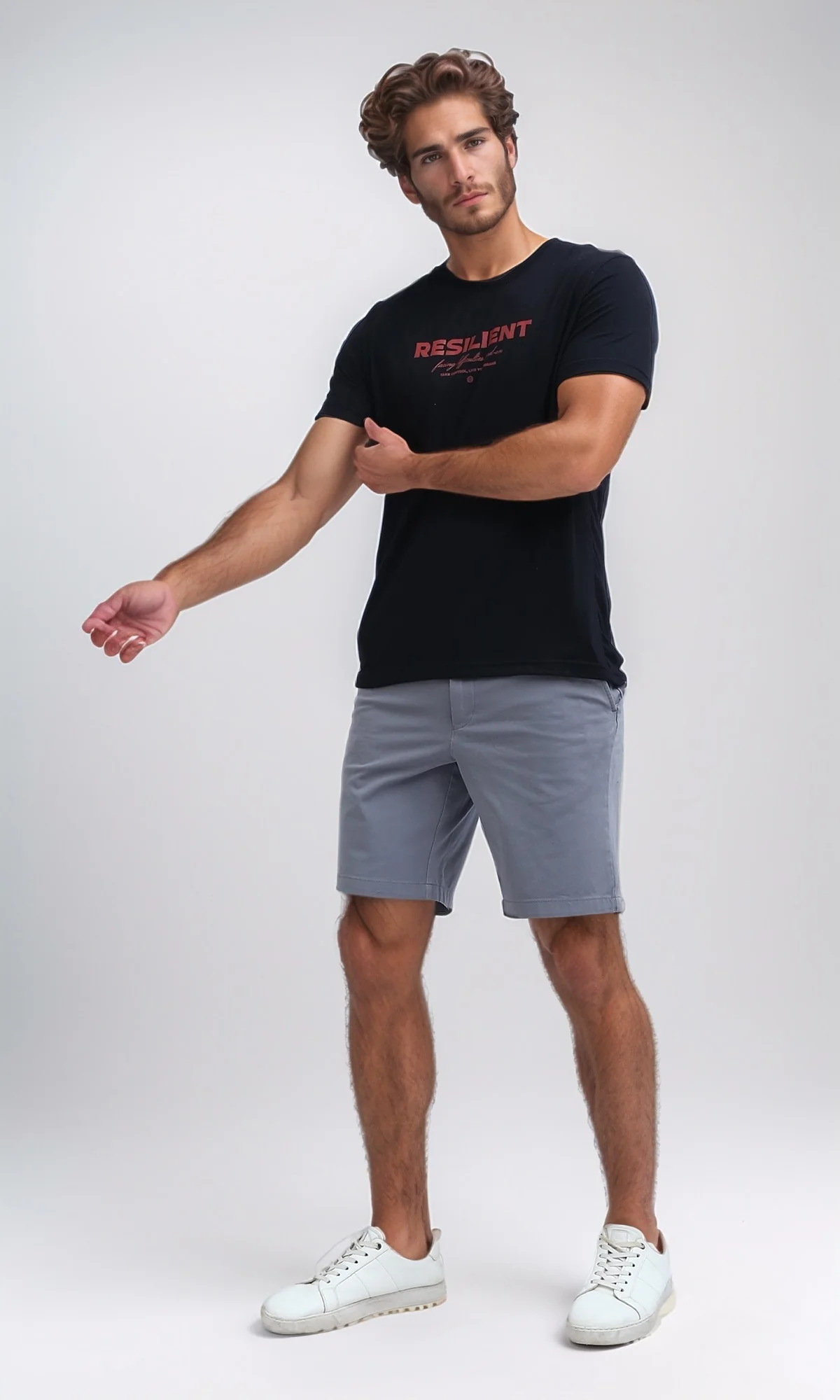 O199226 Side Pockets Light Grey Solid Shorts - Image 6