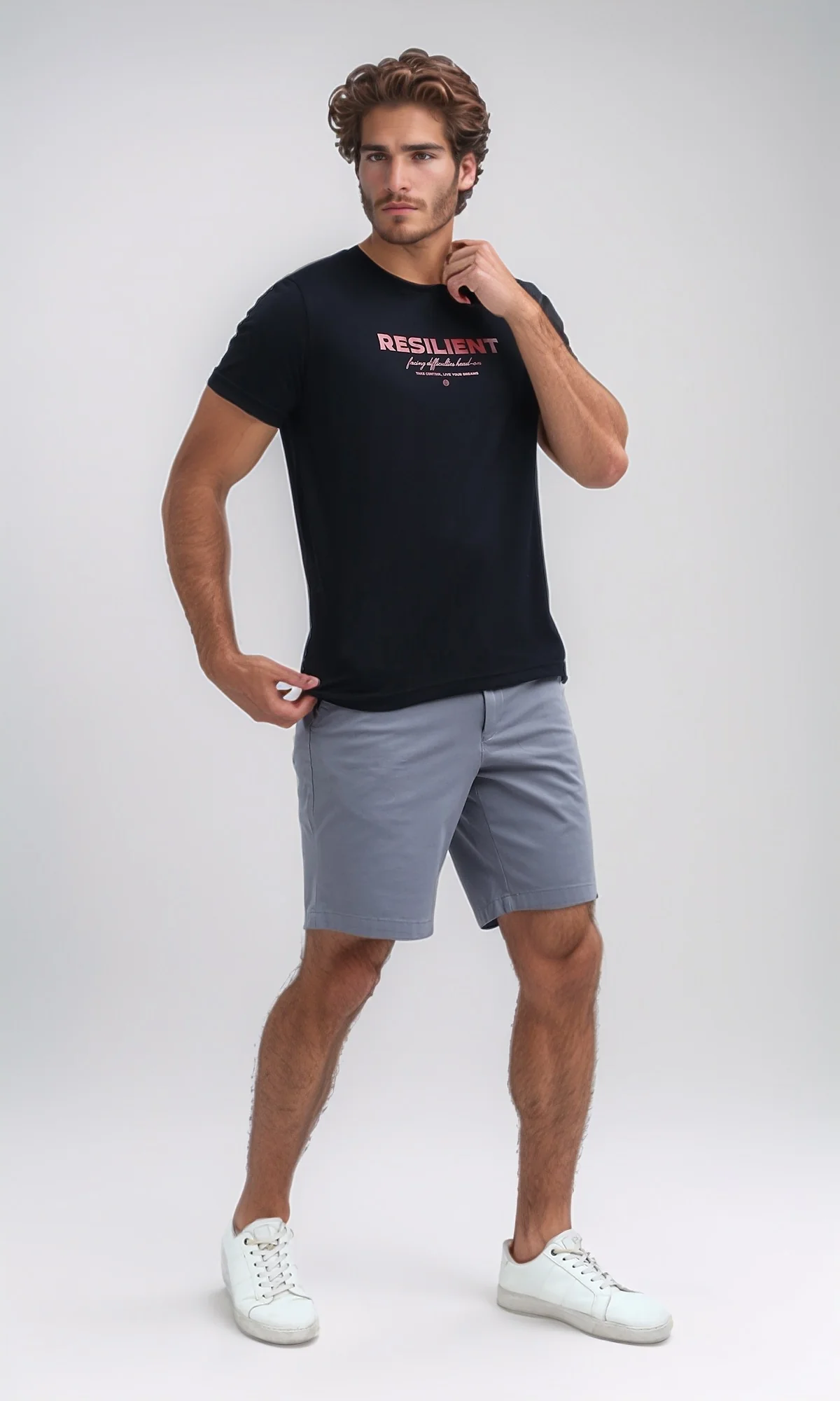 O199226 Side Pockets Light Grey Solid Shorts - Image 7