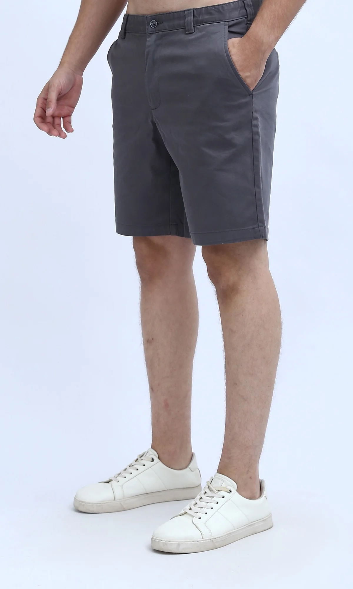 O199228 Cotton Fly Zipper Summer Short - Grey - Image 2