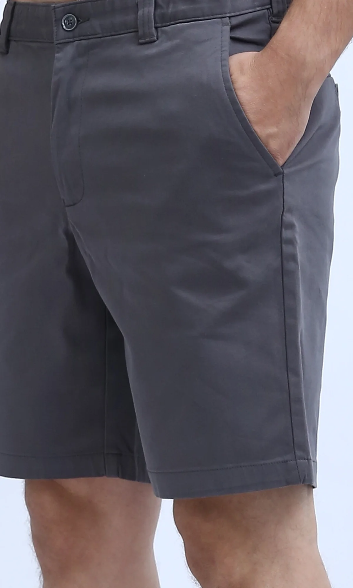 O199228 Cotton Fly Zipper Summer Short - Grey - Image 4