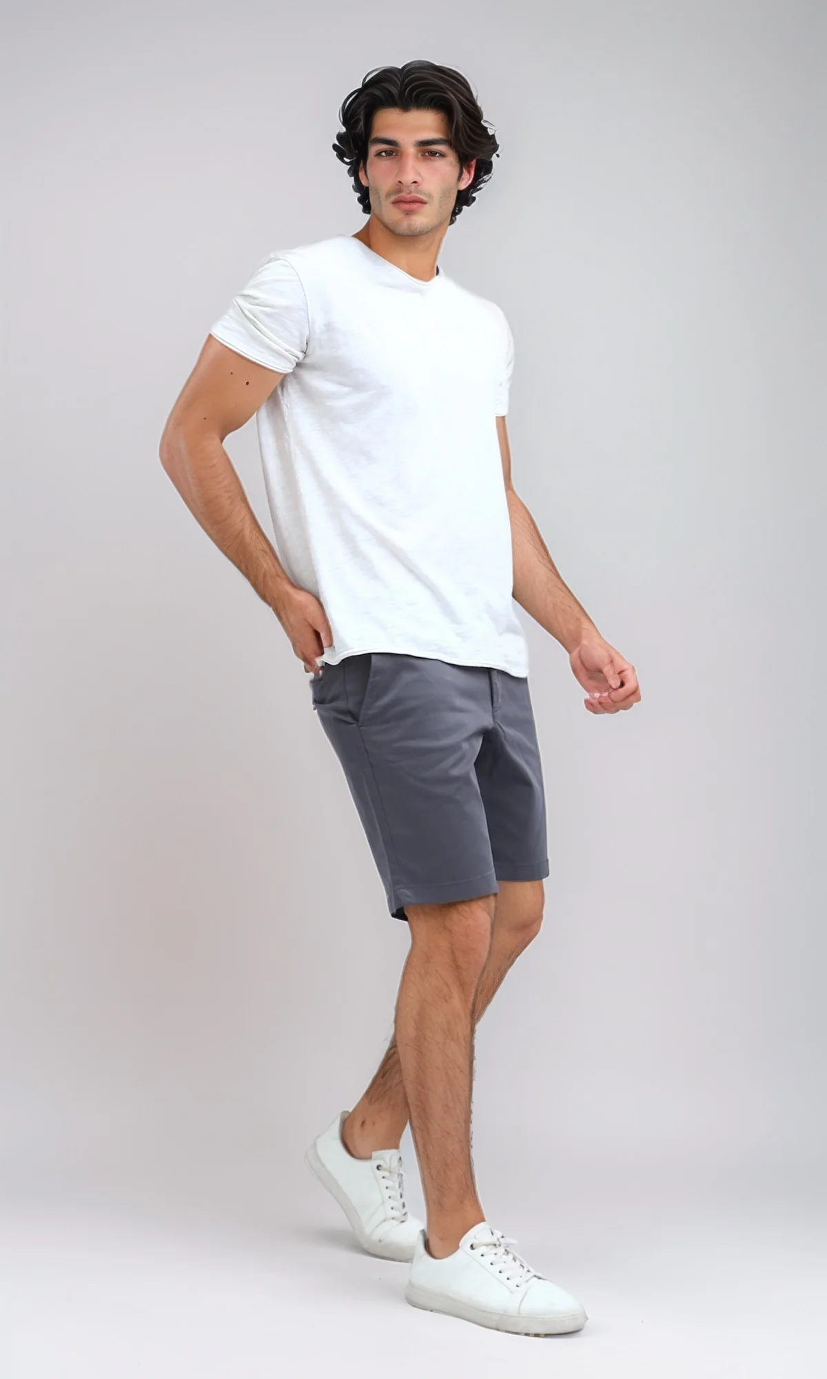O199228 Cotton Fly Zipper Summer Short - Grey - Image 6