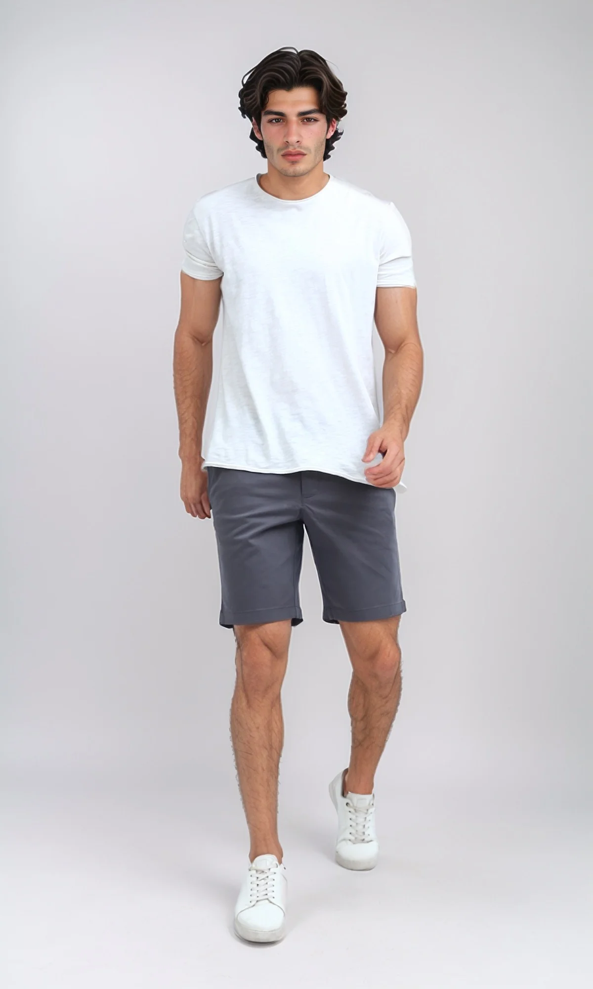 O199228 Cotton Fly Zipper Summer Short - Grey - Image 7
