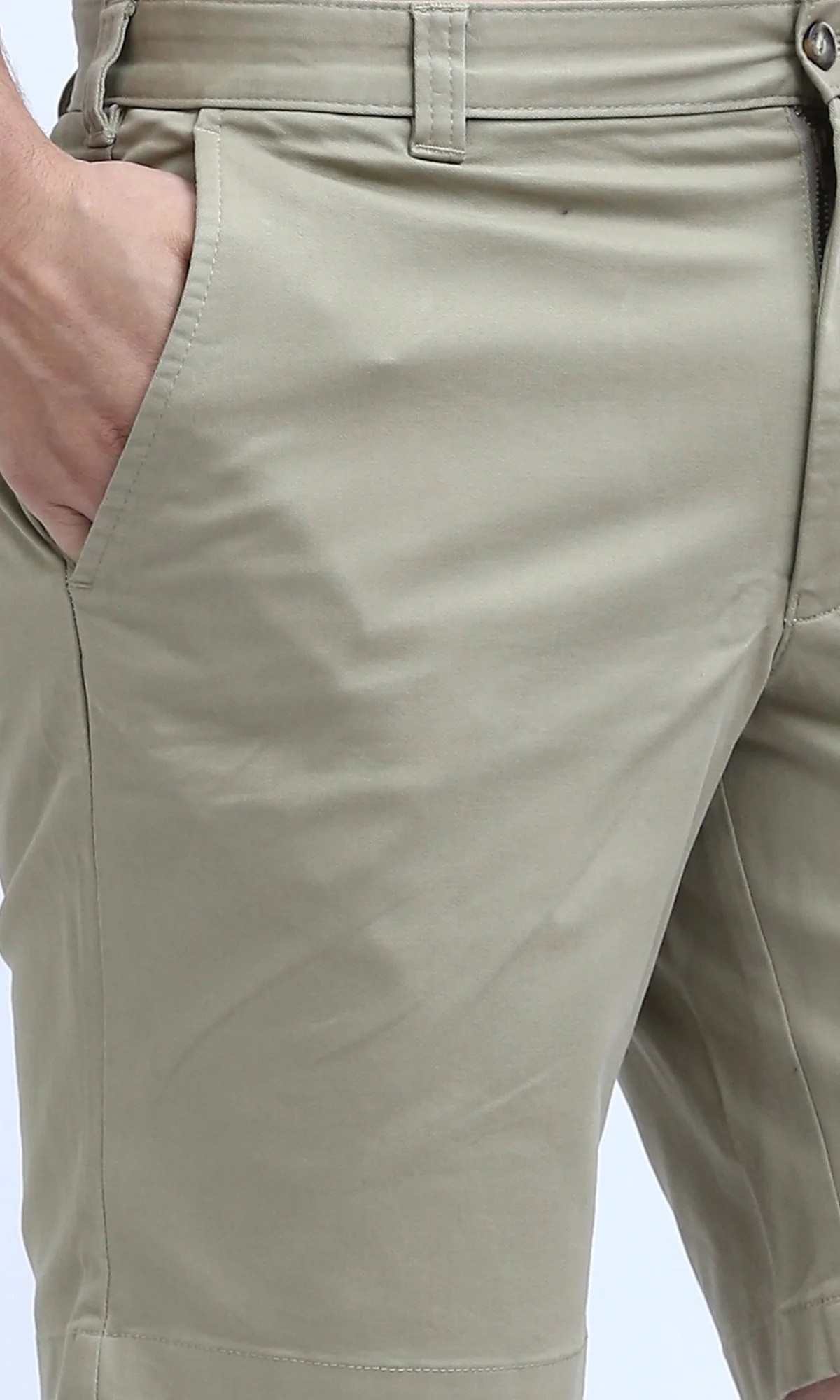 O199230 Summer Basic Beige Short With Fly Zipperd - Image 4