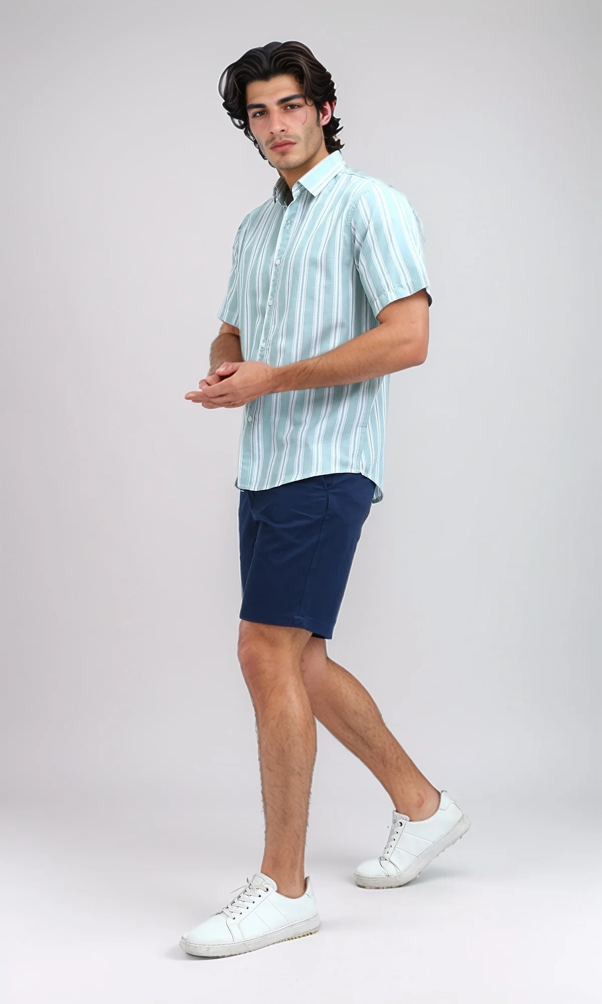 O199231 Casual Dark Jeans Blue Gabardine Short - Image 5