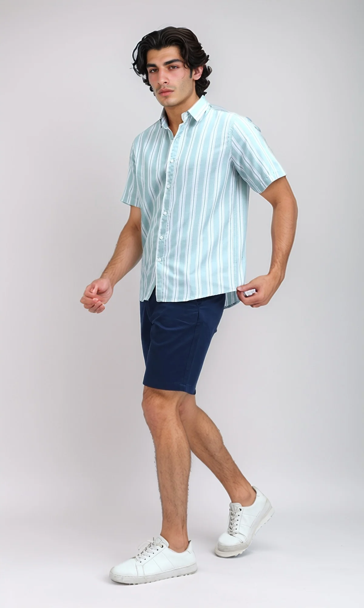 O199231 Casual Dark Jeans Blue Gabardine Short - Image 7