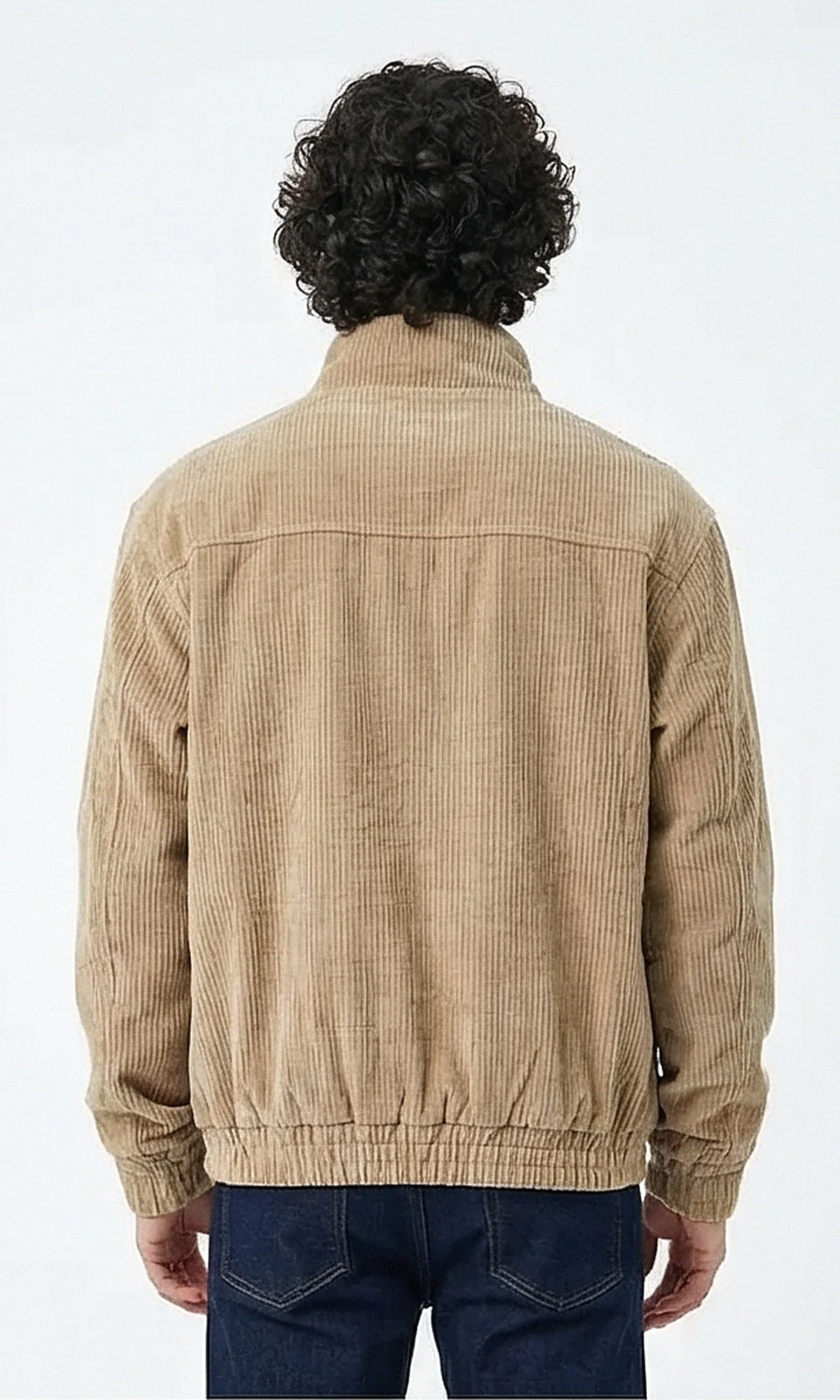 Men's Tan Corduroy Utility Bomber Jacket - O199943 - Image 2