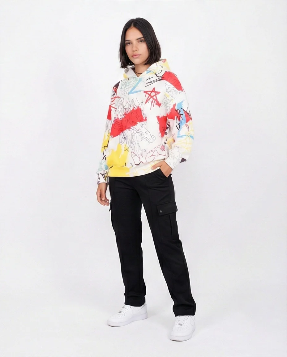 Urban Expression Graffiti Print Oversized Hoodie - O200018 - Image 4