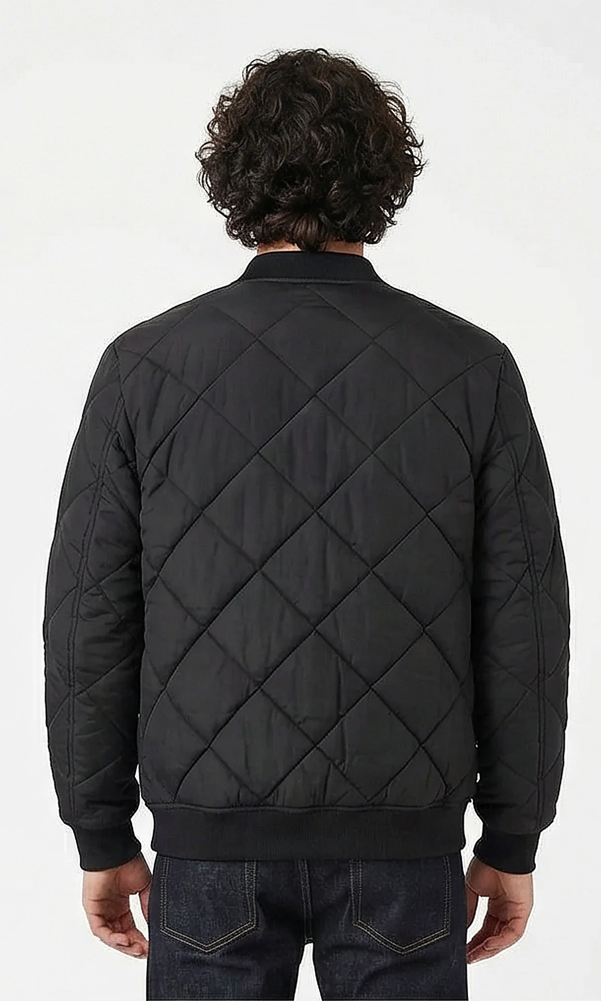 Black Diamond Quilted Bomber Jacket - O200256 - Image 2