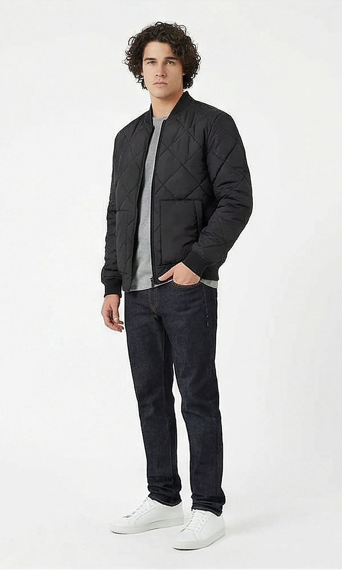 Black Diamond Quilted Bomber Jacket - O200256 - Image 4