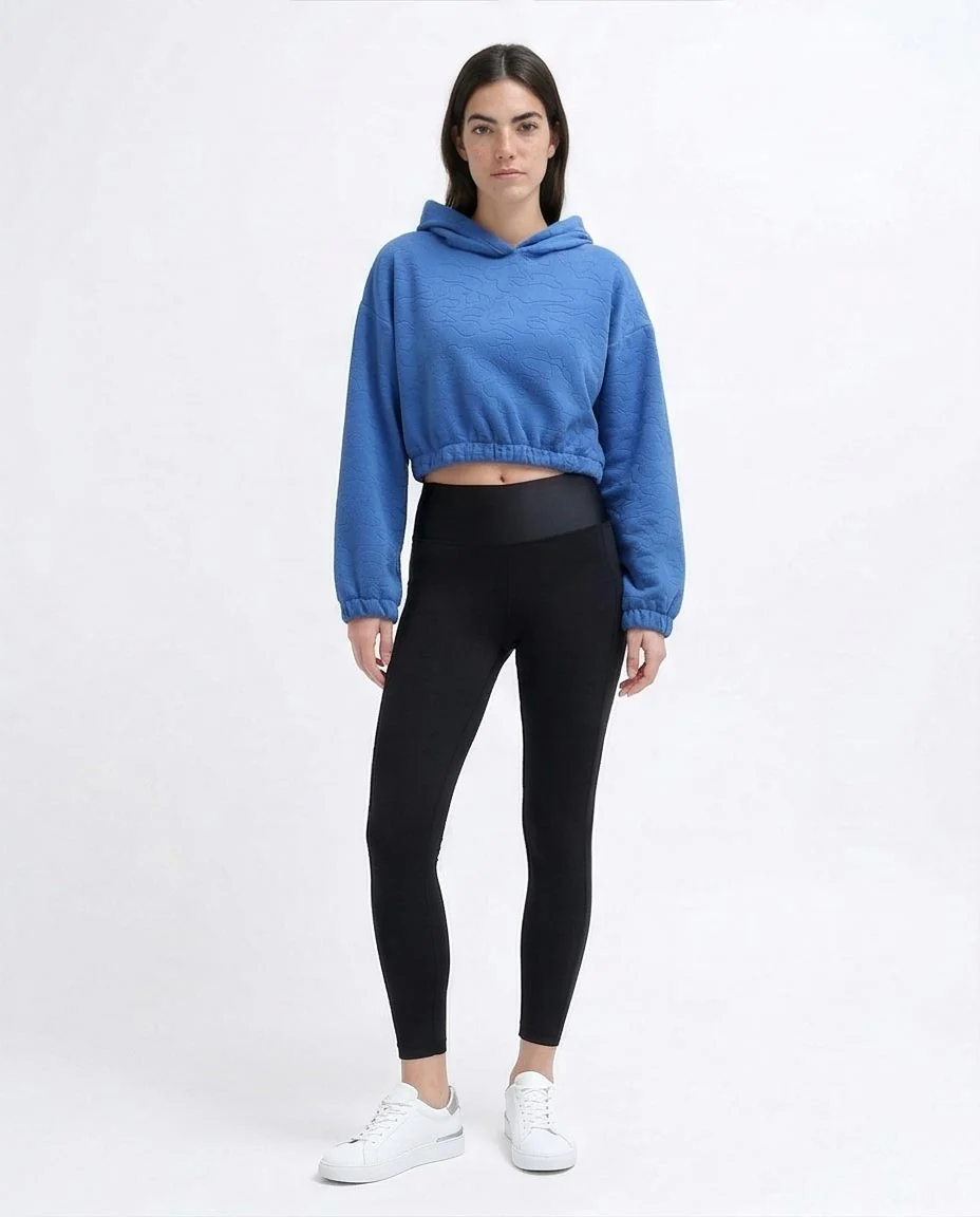 Ravin Women’s Topographic Embossed Cropped Hoodie – Cornflower Blue - O200789 - Image 4