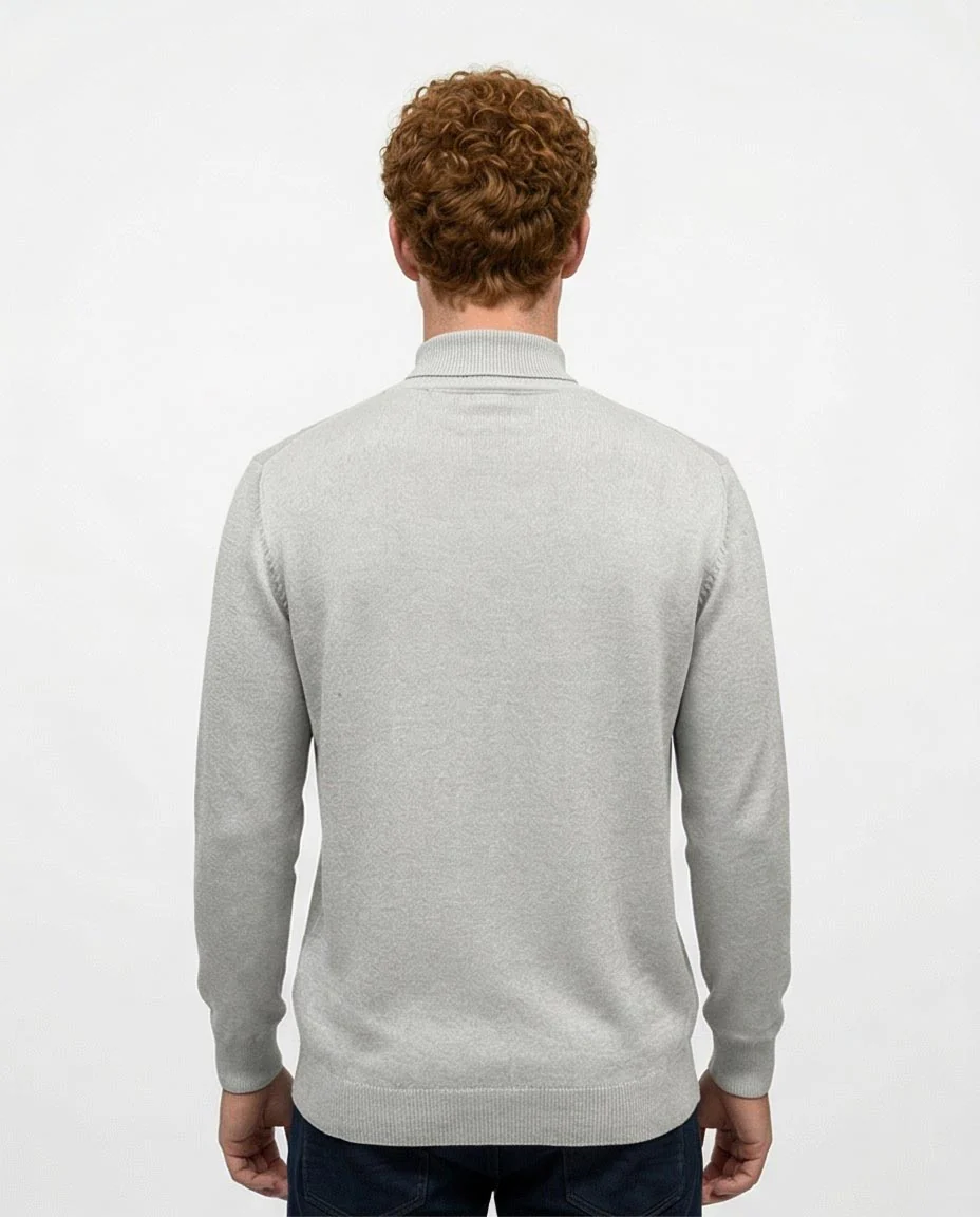Ravin Men's Silver Melange Fine-Knit Turtleneck Sweater - o201264 - Image 2