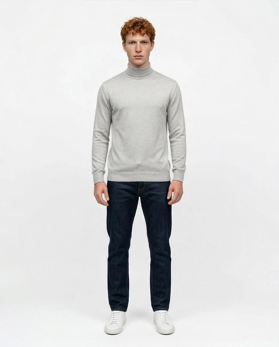 Ravin Men's Silver Melange Fine-Knit Turtleneck Sweater - o201264 - Image 3