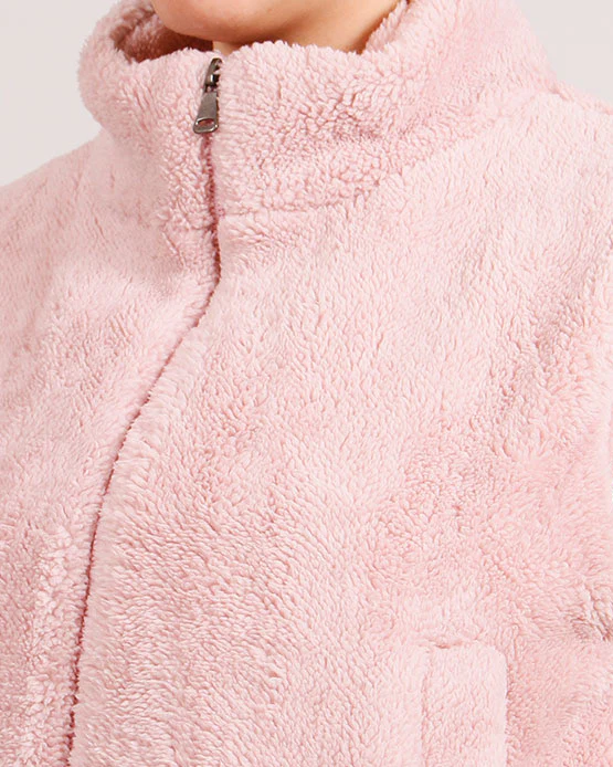 Soft Pink Sherpa Zip-Up Fleece Vest - O201378 - Image 3