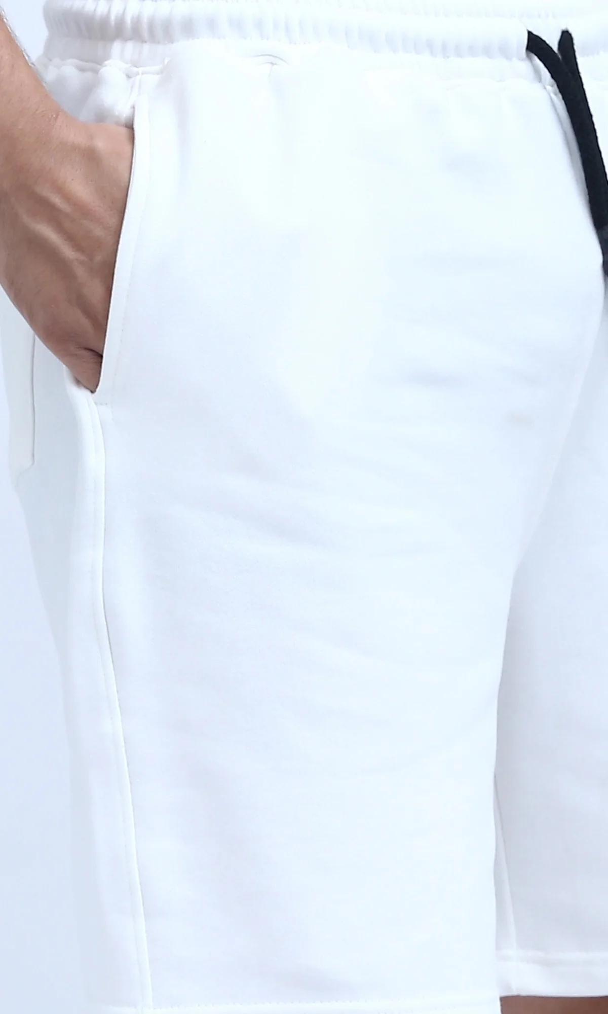 White Drawstring Elasticated Waist Sweat Shorts - O202114 - Image 4