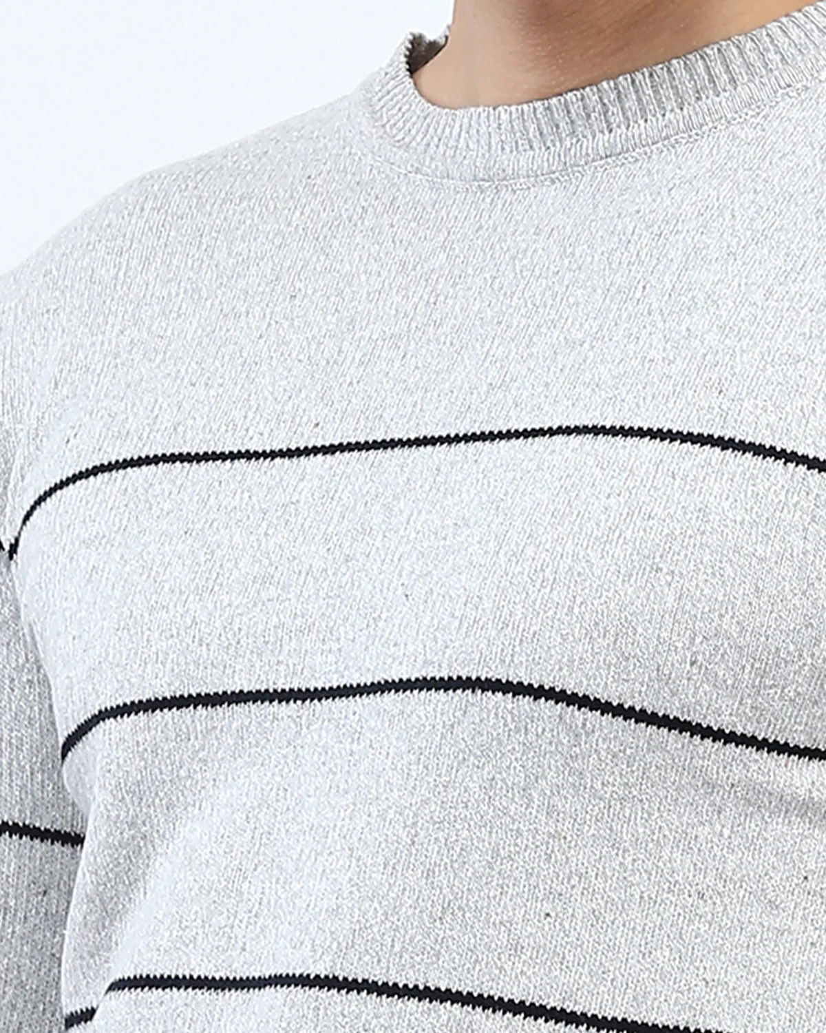 Ravin Men’s Linear Stripe Knit Sweater – Heather Grey & Black - O202260 - Image 4