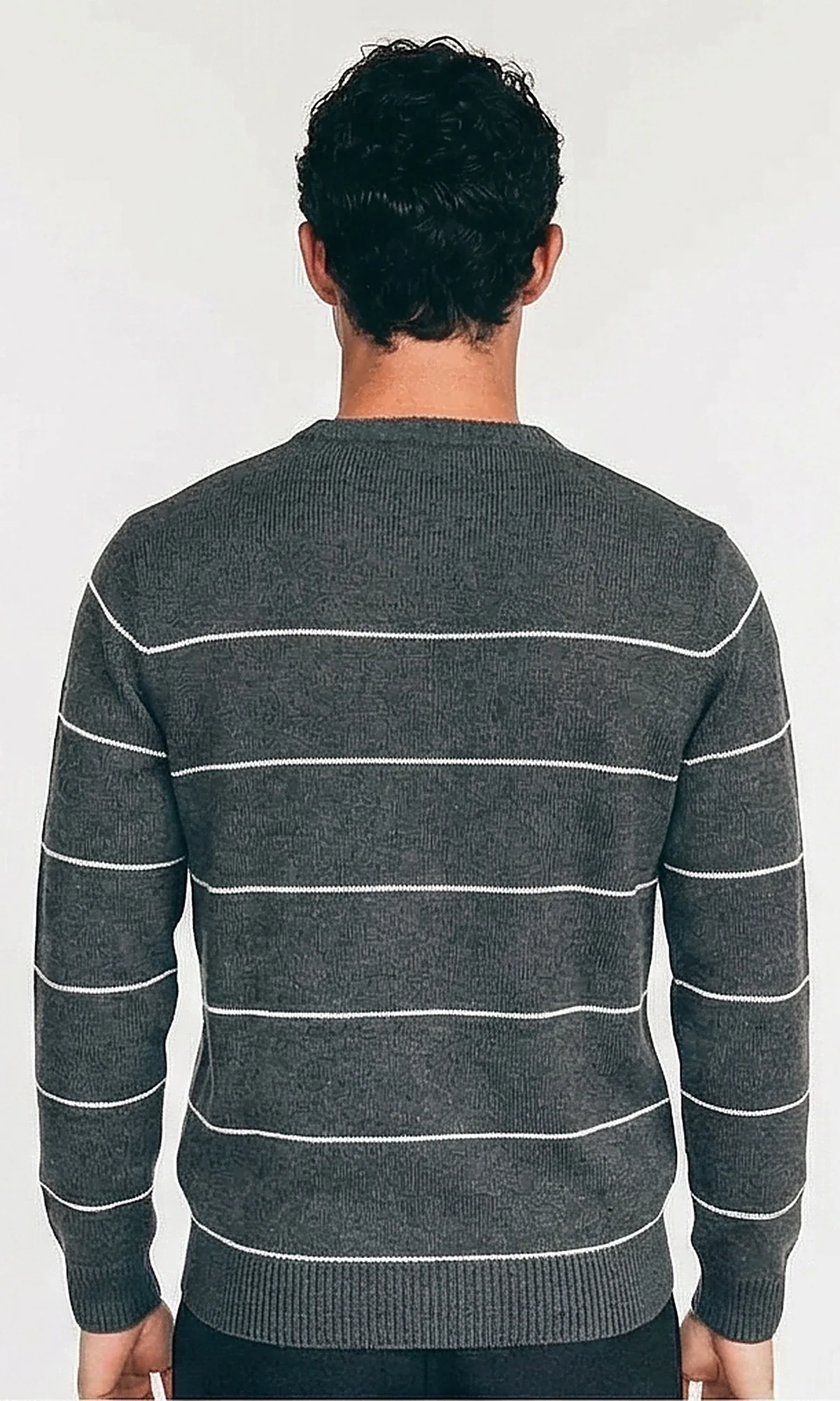 Charcoal Grey Pinstriped Crewneck Pullover - O202294 - Image 2