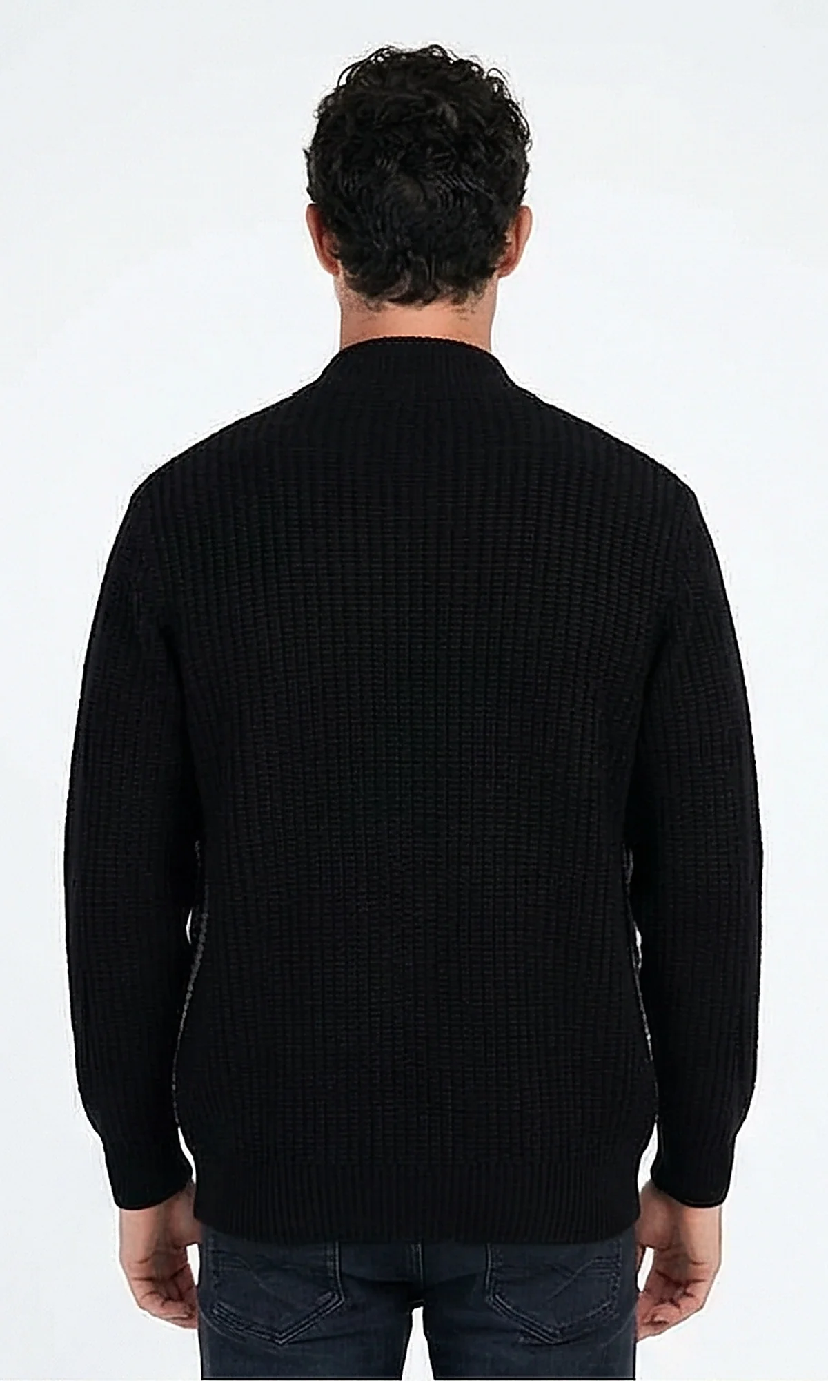 Black and Grey Textured Zip-Front Knit Cardigan - O202514 - Image 2