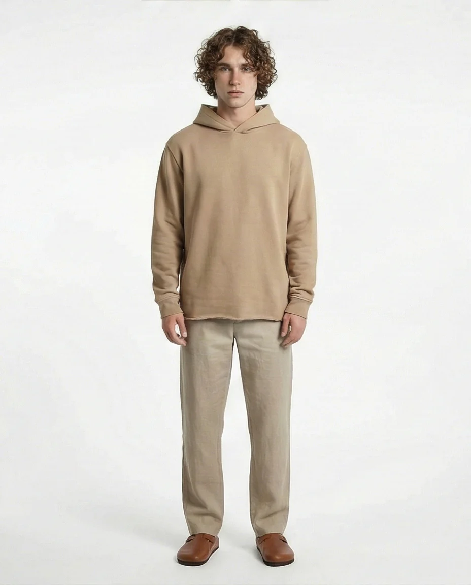 Camel Minimalist Relaxed Fit Hoodie - O202948 - Image 3