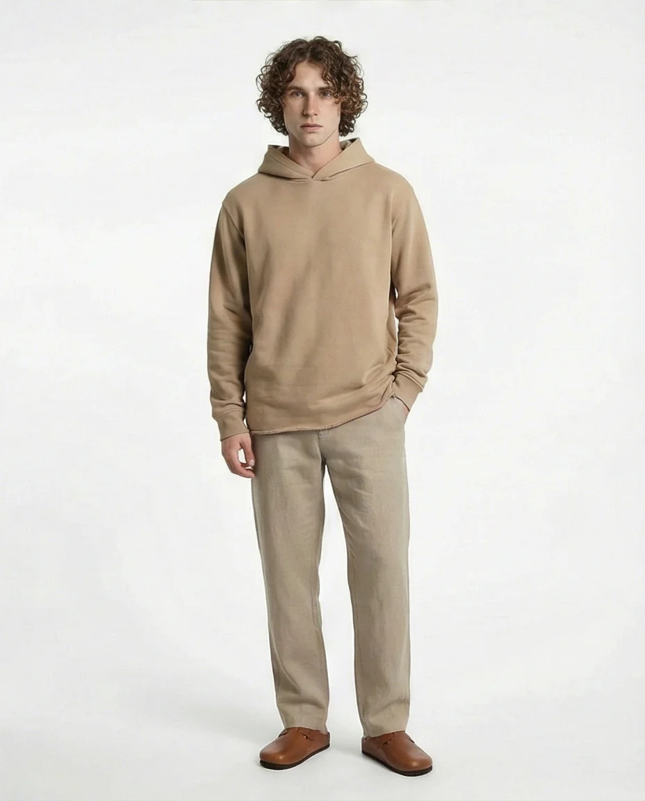 Camel Minimalist Relaxed Fit Hoodie - O202948 - Image 4