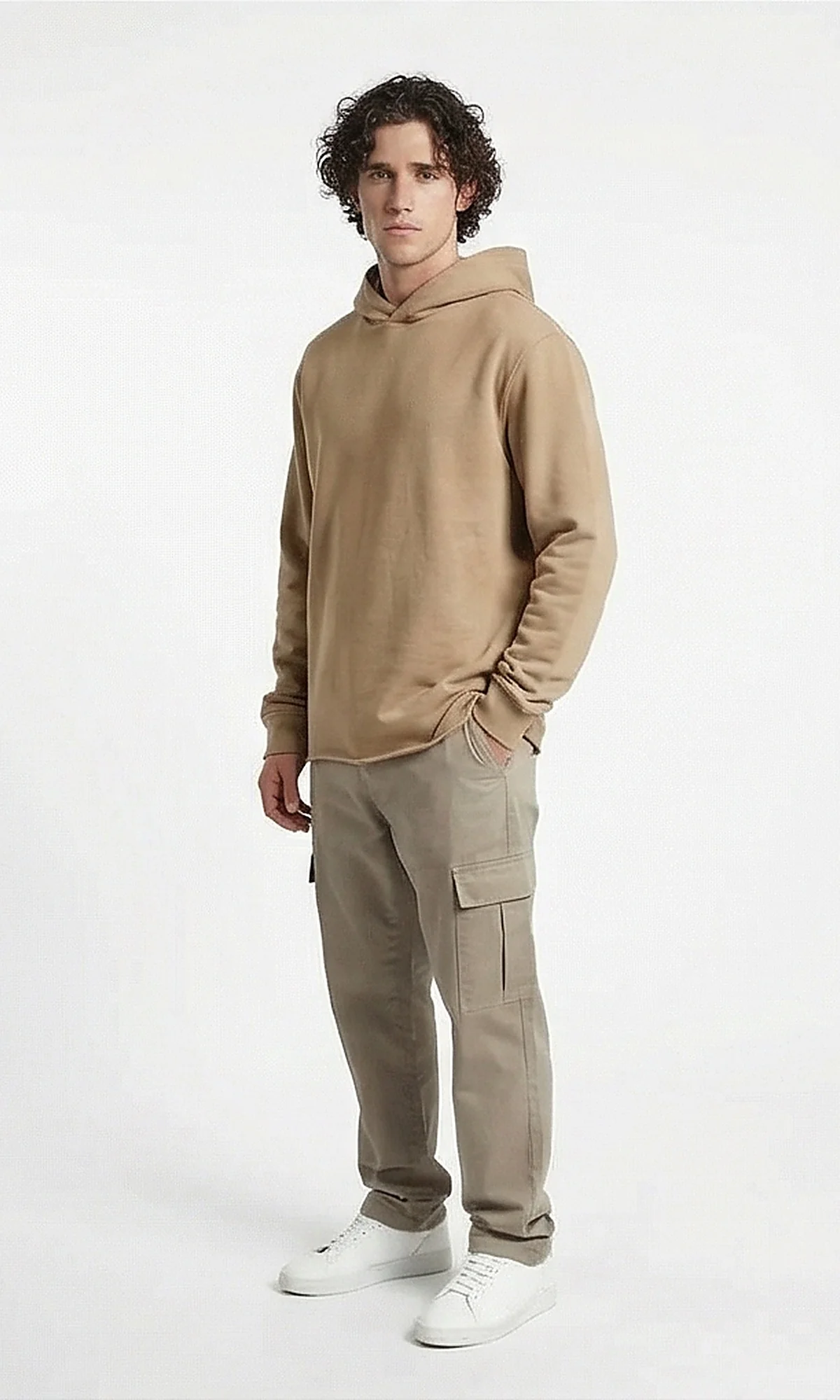 Camel Minimalist Relaxed Fit Hoodie - O202948 - Image 5