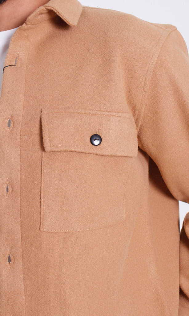 Camel Textured Double Pocket Overshirt - O203050 - Image 5