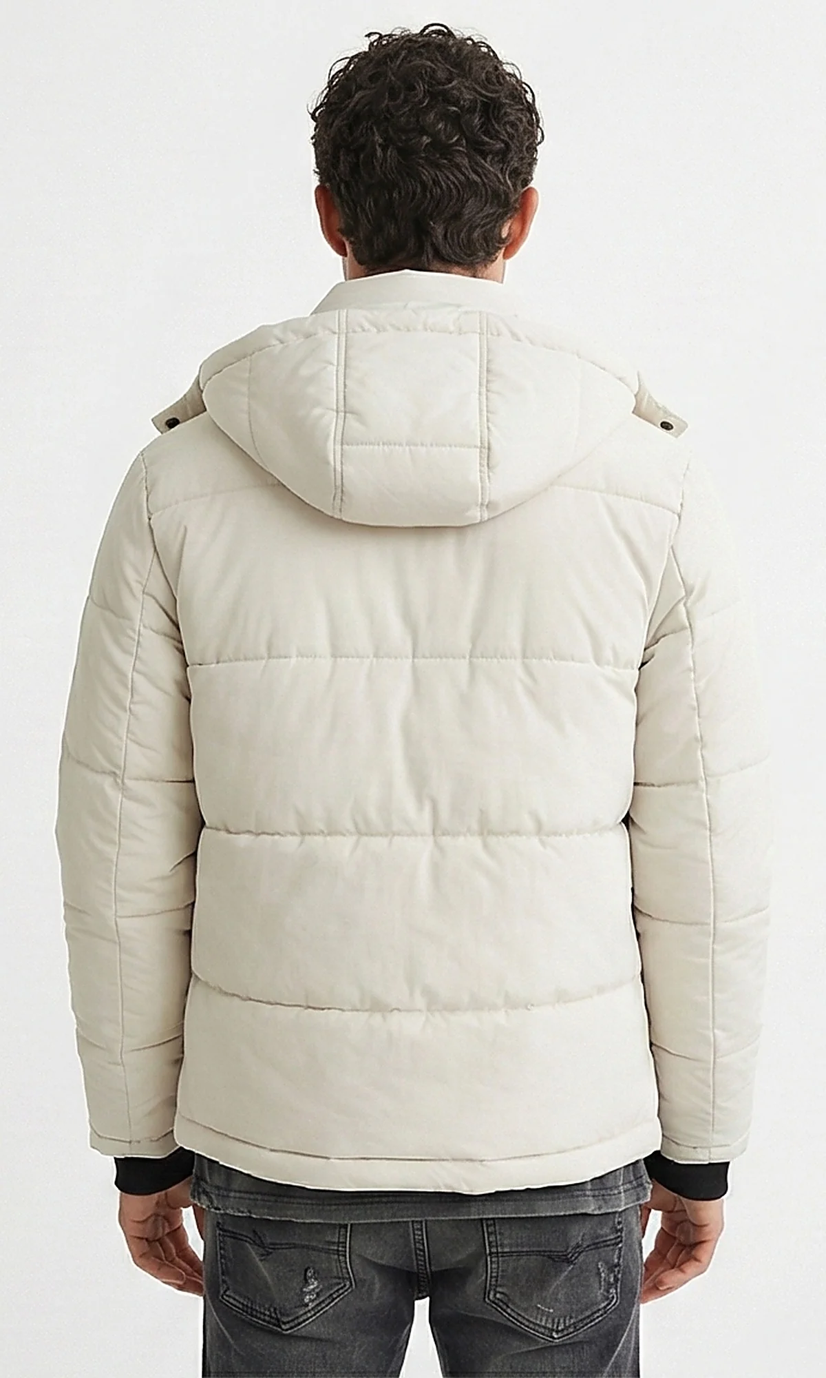 Essential Off-White Puffer Jacket with Detachable Hood - Image 2