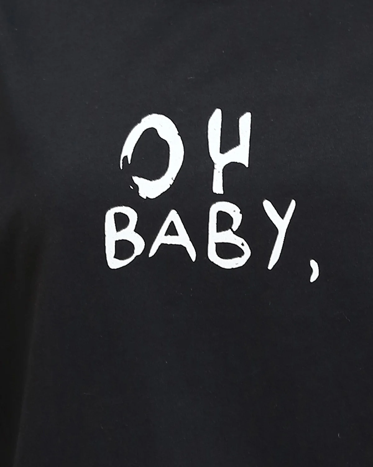 "Oh Baby" Elbow Sleeves Regular Tee - Black - R210564 - Image 4