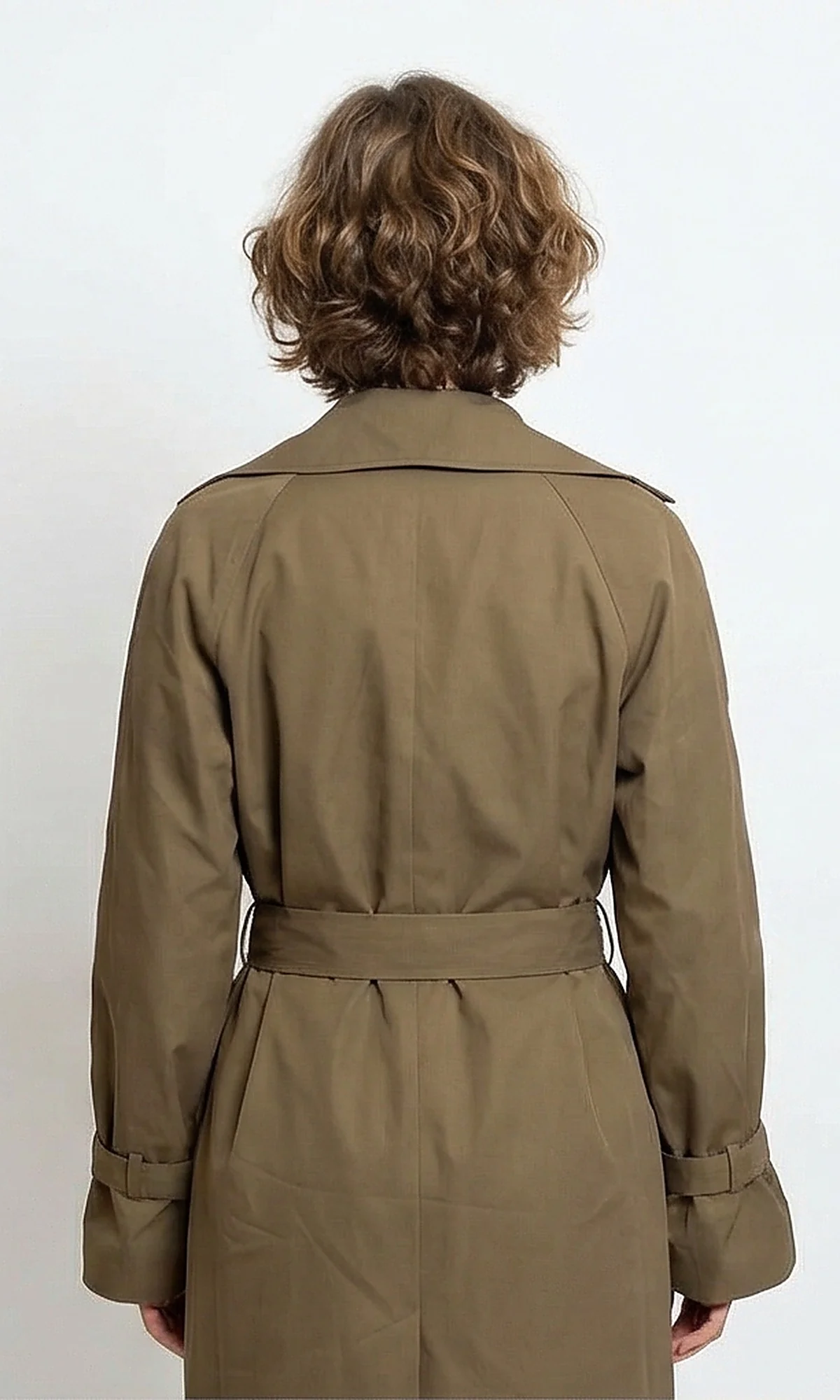 Olive Green Double-Breasted Trench Coat with Belt - Image 2
