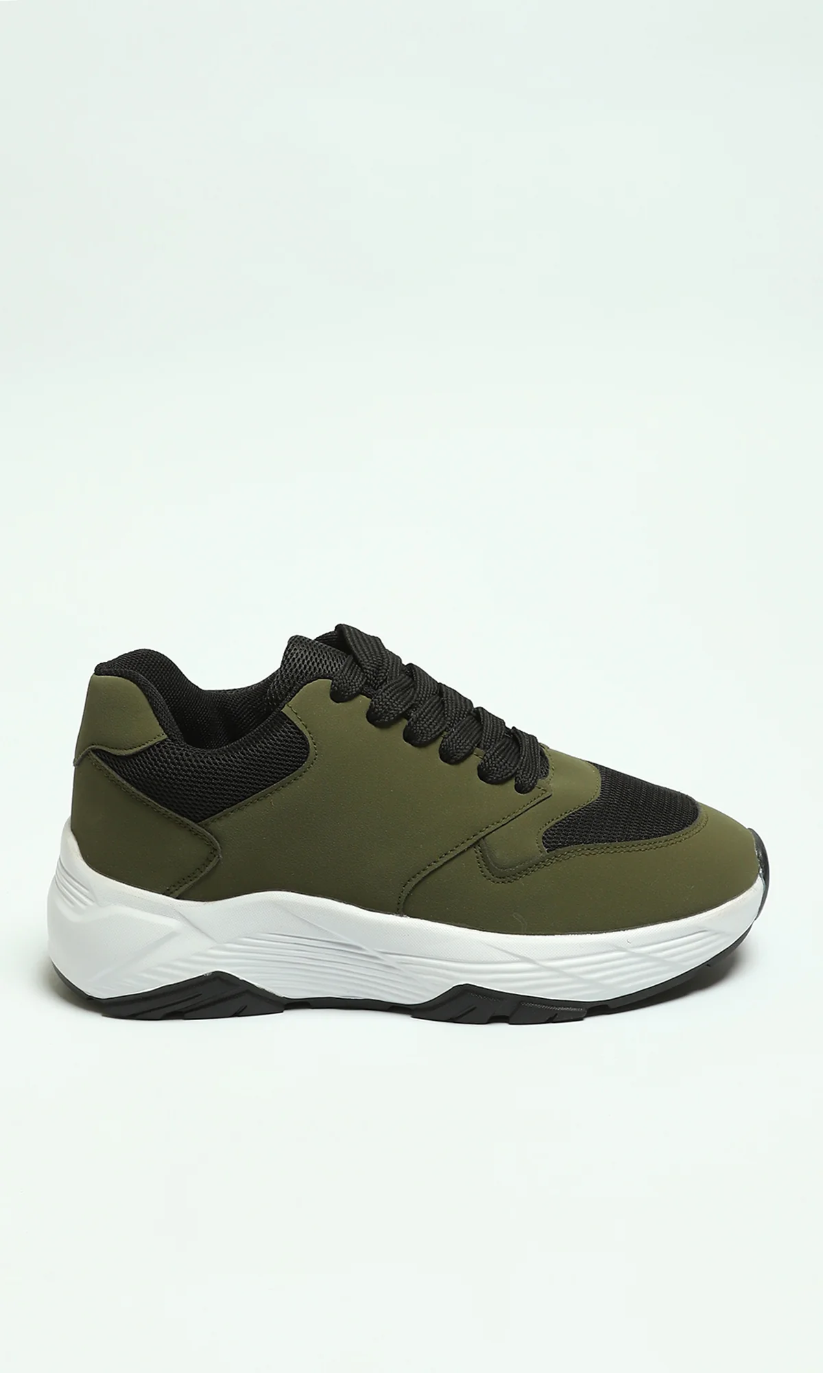 Olive Green Modern Chunky Sole Sneakers - Image 2