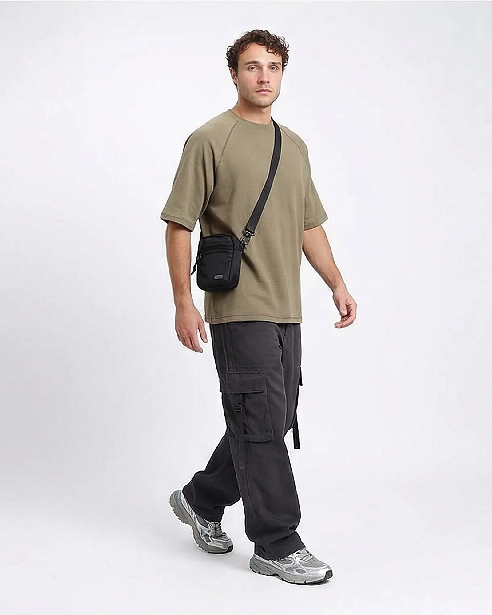 Olive Green Textured Raglan Sleeve Tee - R217172 - Image 3