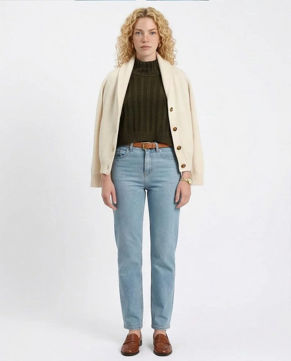 Ravin Olive Ribbed Mock-Neck Cropped Sweater - R214925 - Image 4