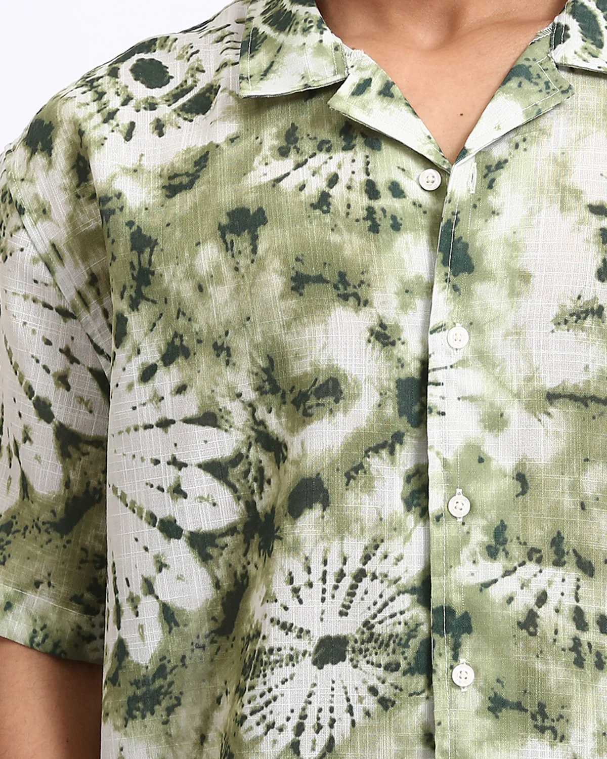 Ravin Olive Sunburst Tie-Dye Camp Collar Shirt - Olive & Dark Green - R204711 - Image 4
