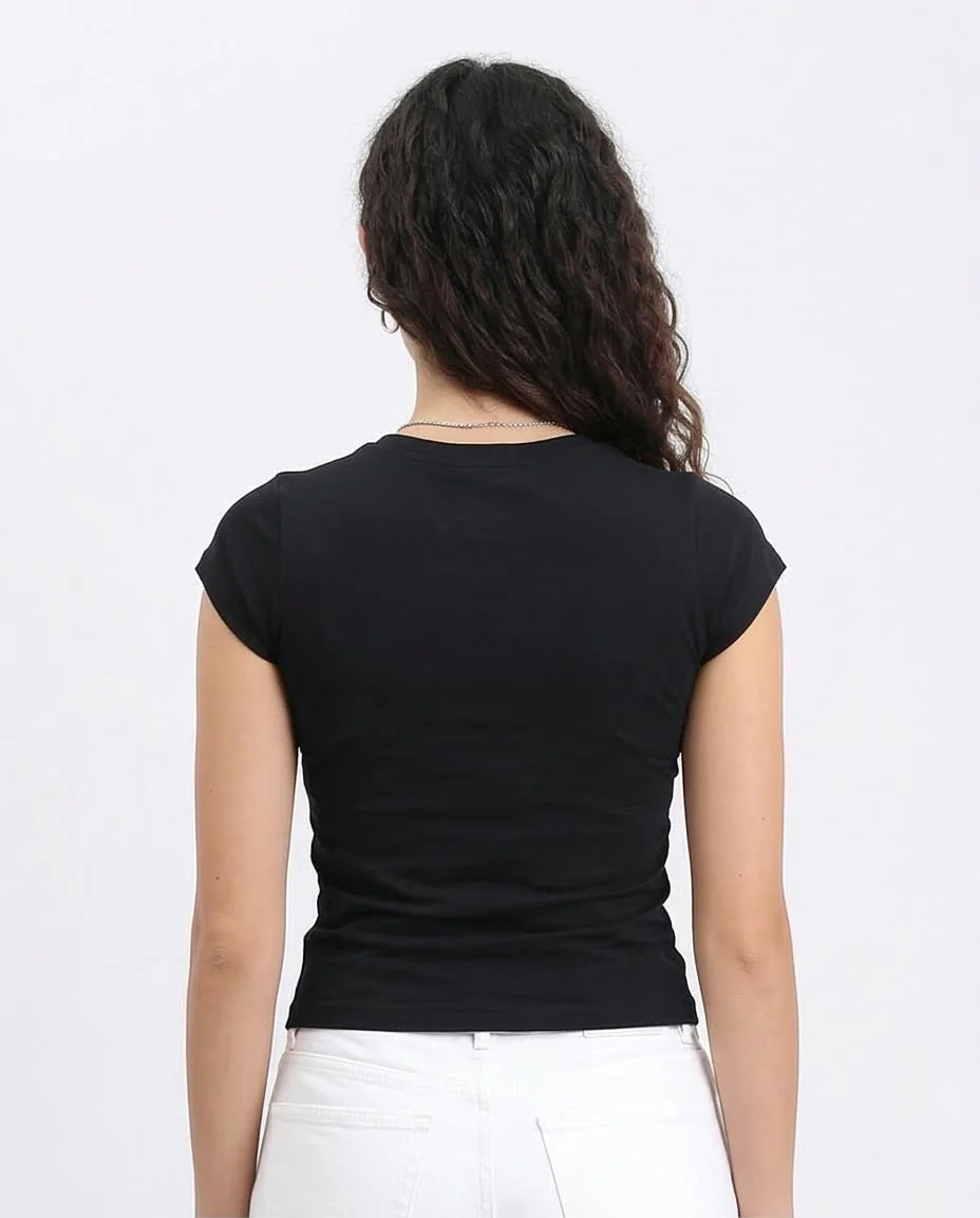 Ravin | "One and Only" Liquid Chrome Graphic Baby-Tee - Black - R207790 - Image 2