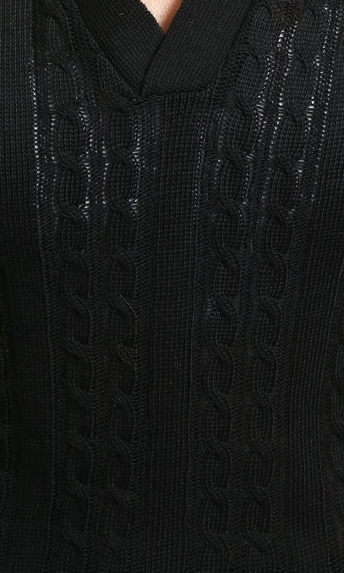 R213623 - Open V-Neck Slip On Pullover - Black - Image 3