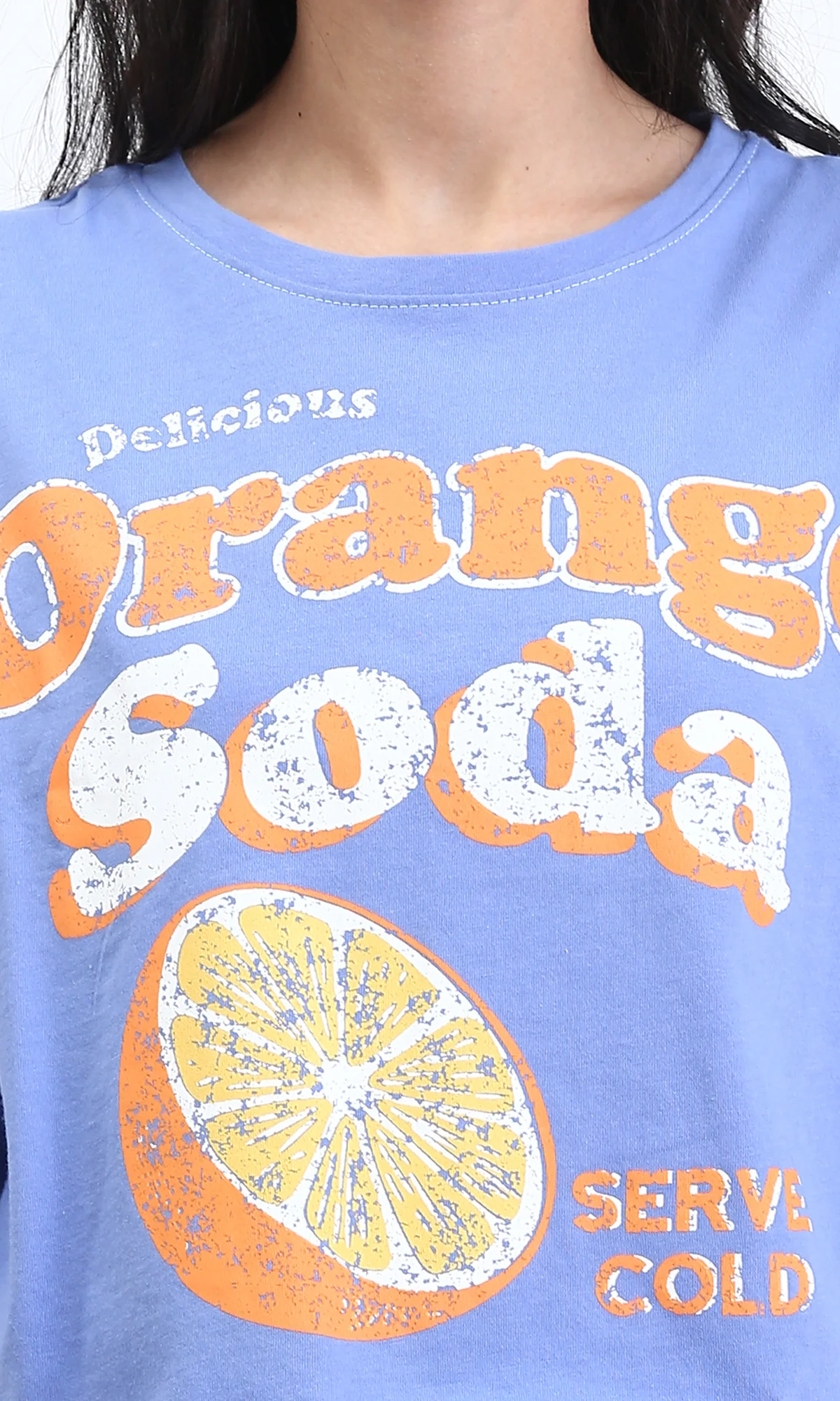 R209489 - "Orange Soda" Printed Cotton Tee - Lavender Blue - Image 3