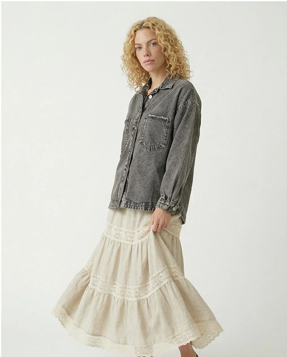 Acid Wash Oversized Distressed Denim Jacket - R207327 - Image 5