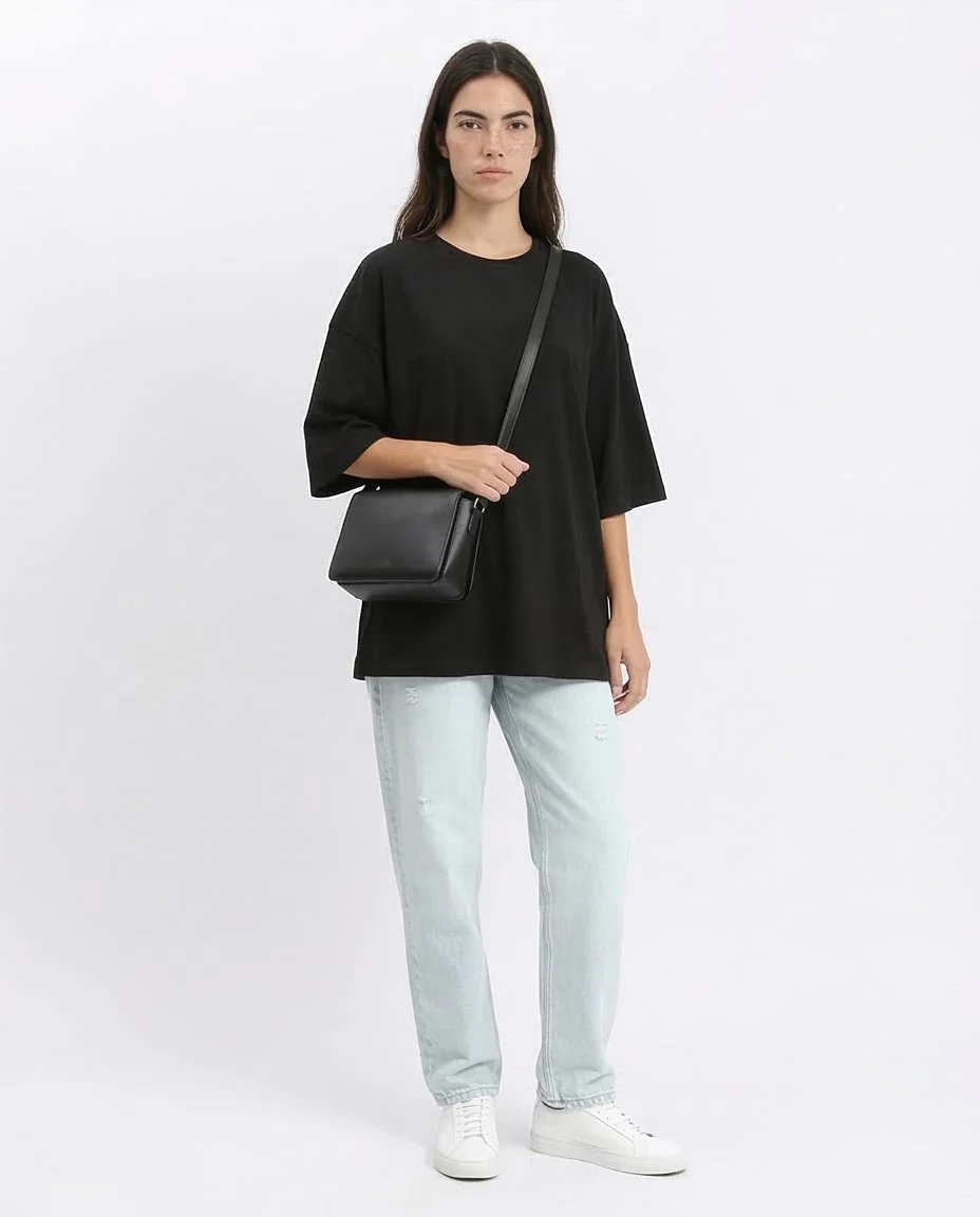 Oversized Basic Cotton T-Shirt – Black - R207470 - Image 5
