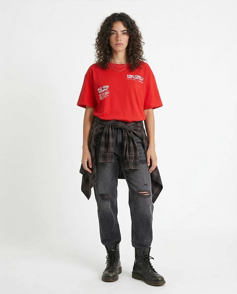 Ravin Oversized "Berry Best" Graphic Tee – Bright Red - O203221 - Image 3