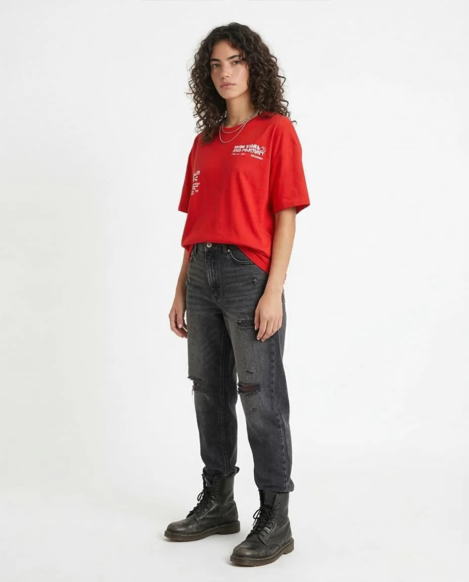 Ravin Oversized "Berry Best" Graphic Tee – Bright Red - O203221 - Image 5