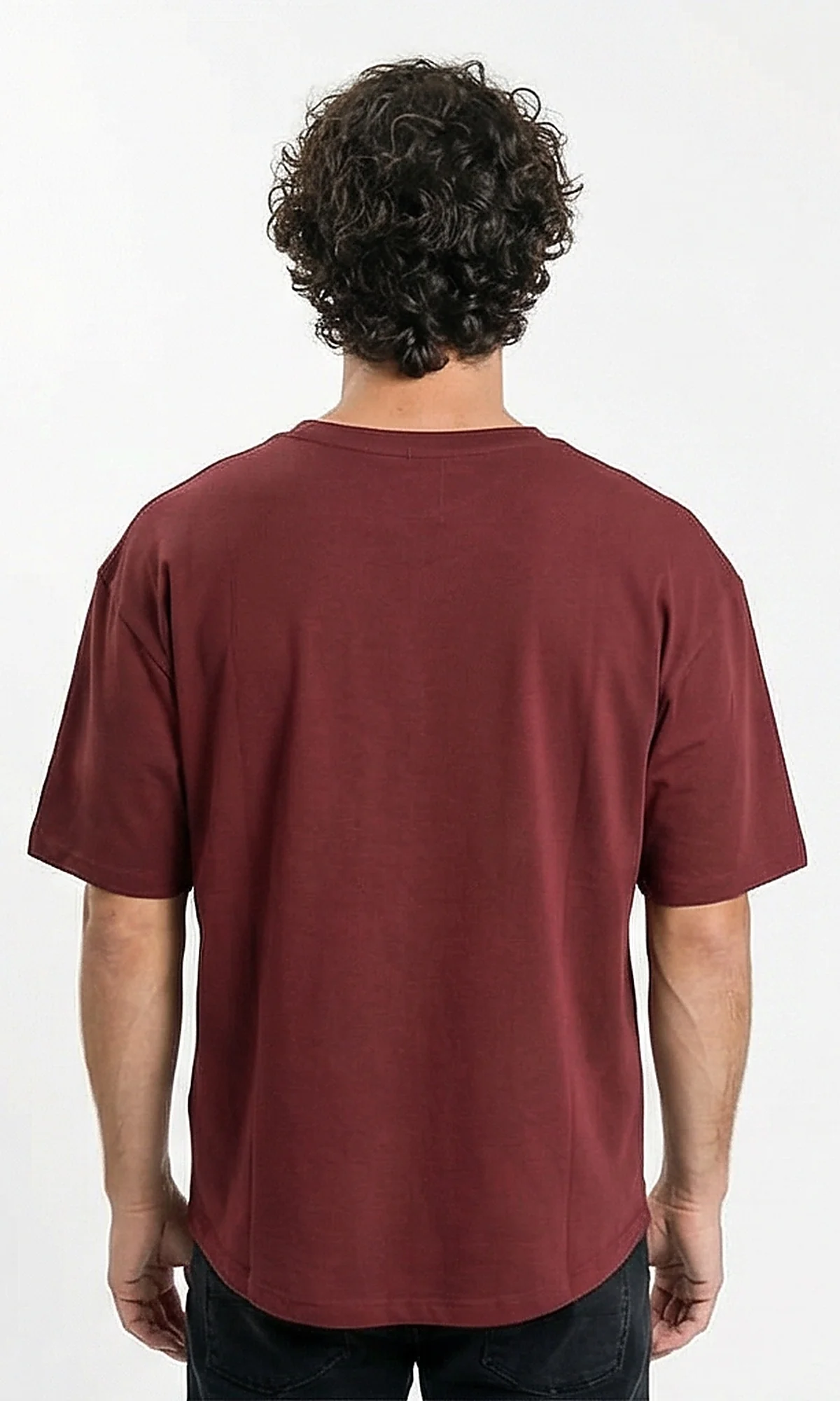 Essential Oversized Burgundy Crew Neck T-Shirt - Image 2