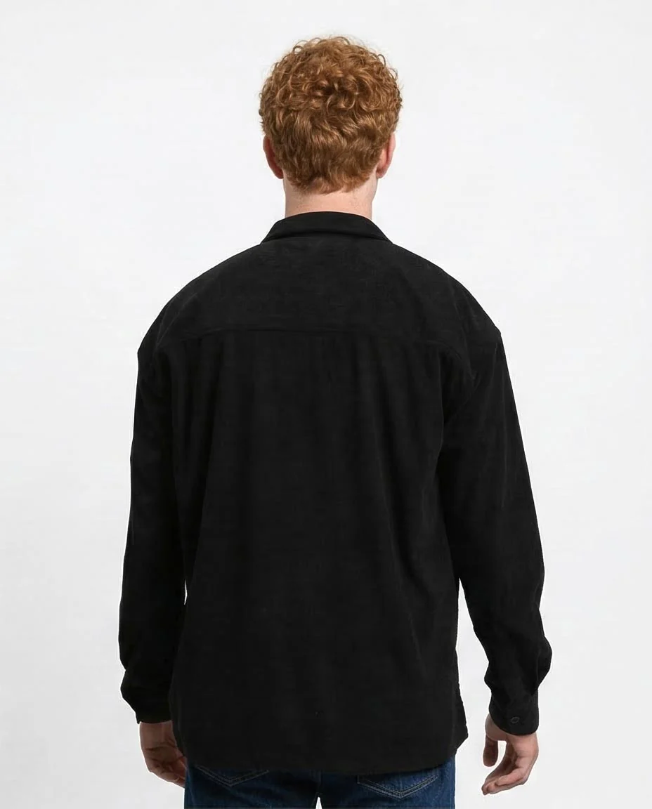 Ravin Oversized Corduroy Shirt-Jacket in Onyx Black - R214898 - Image 2