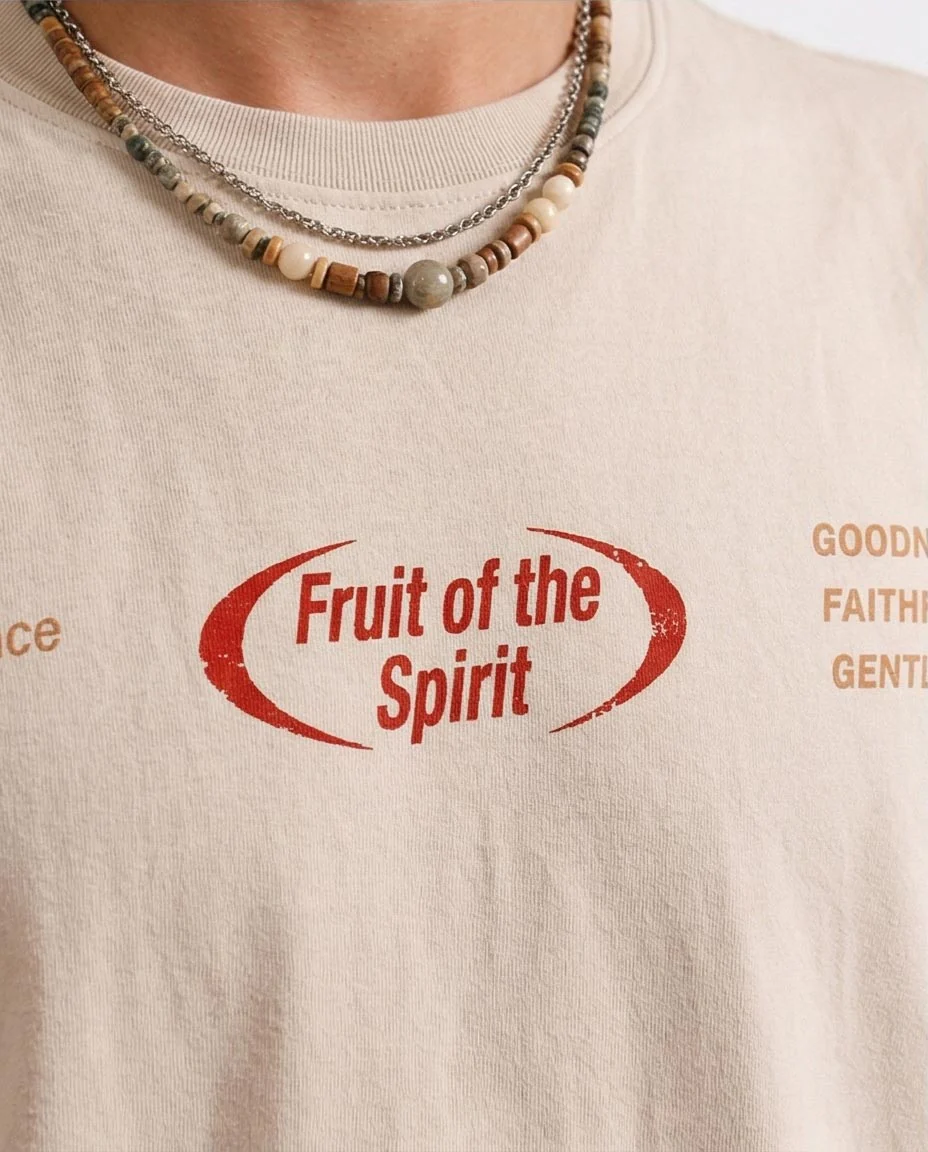 Ravin Oversized "Fruit of the Spirit" Graphic Tee in Washed Beige – Modern Boho Edition - O203206 - Image 3