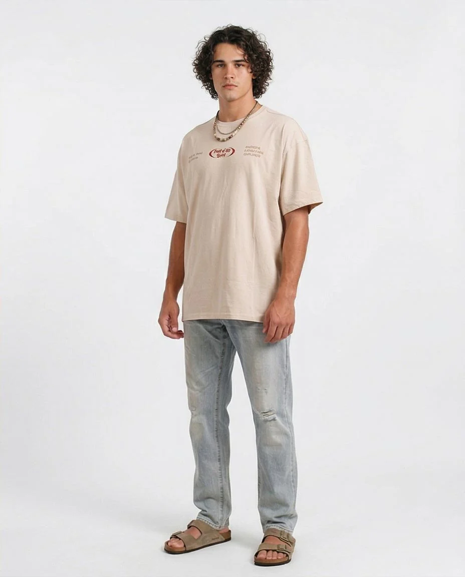 Ravin Oversized "Fruit of the Spirit" Graphic Tee in Washed Beige – Modern Boho Edition - O203206 - Image 4