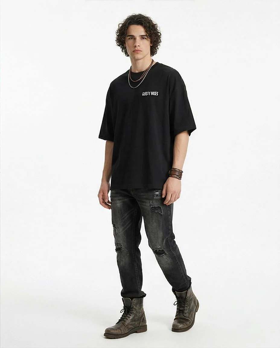 Oversized Graphic Heavyweight Tee in Midnight Black R216571 - Image 4