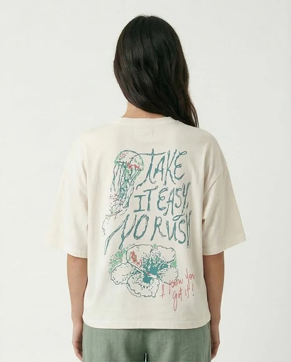 Ravin Oversized Graphic T-Shirt | "Take It Easy" Collection - White - R206579 - Image 2