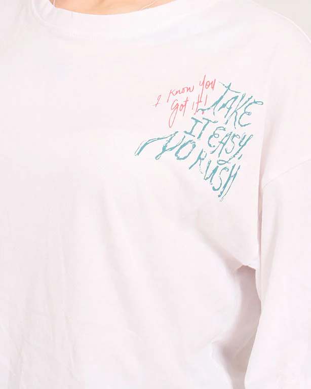 Ravin Oversized Graphic T-Shirt | "Take It Easy" Collection - White - R206579 - Image 4