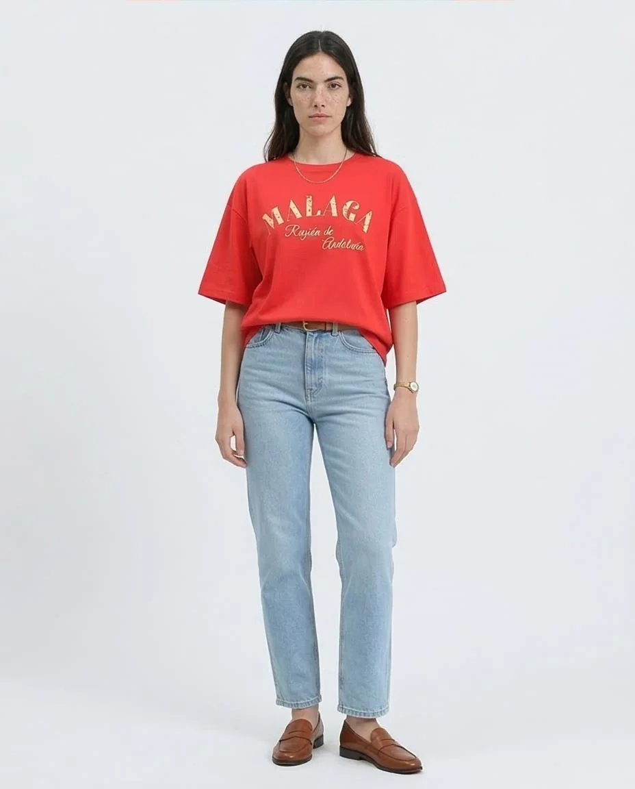 Ravin Oversized Graphic Tee: Malaga Retro Vibes and Andalusian Allure- Red - R209225 - Image 3
