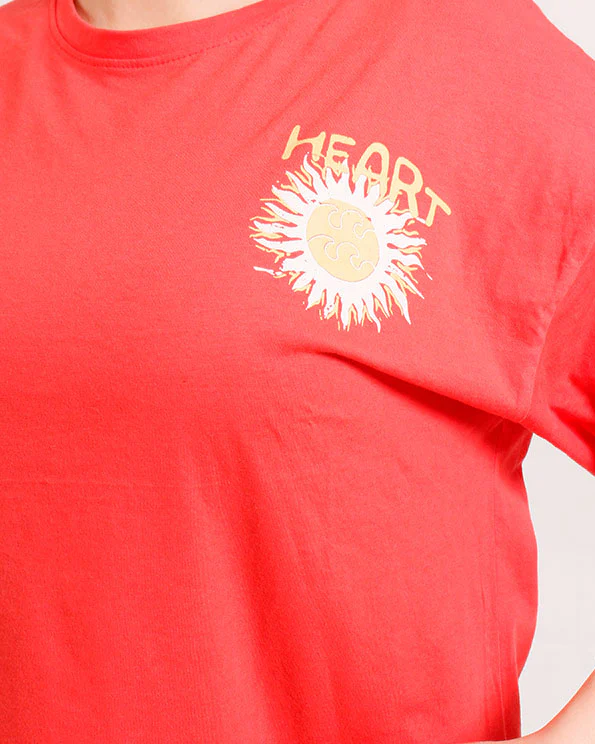 Ravin Oversized "Heart of the Sun" Graphic T-Shirt – Coral Red - O203255 - Image 4