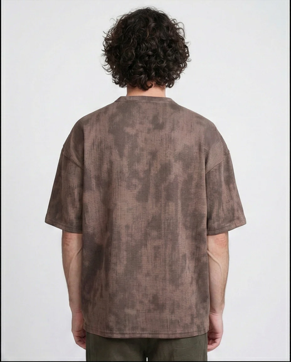 R208962 - Oversized Jacquard T-Shirt - Dark Brown - Image 2